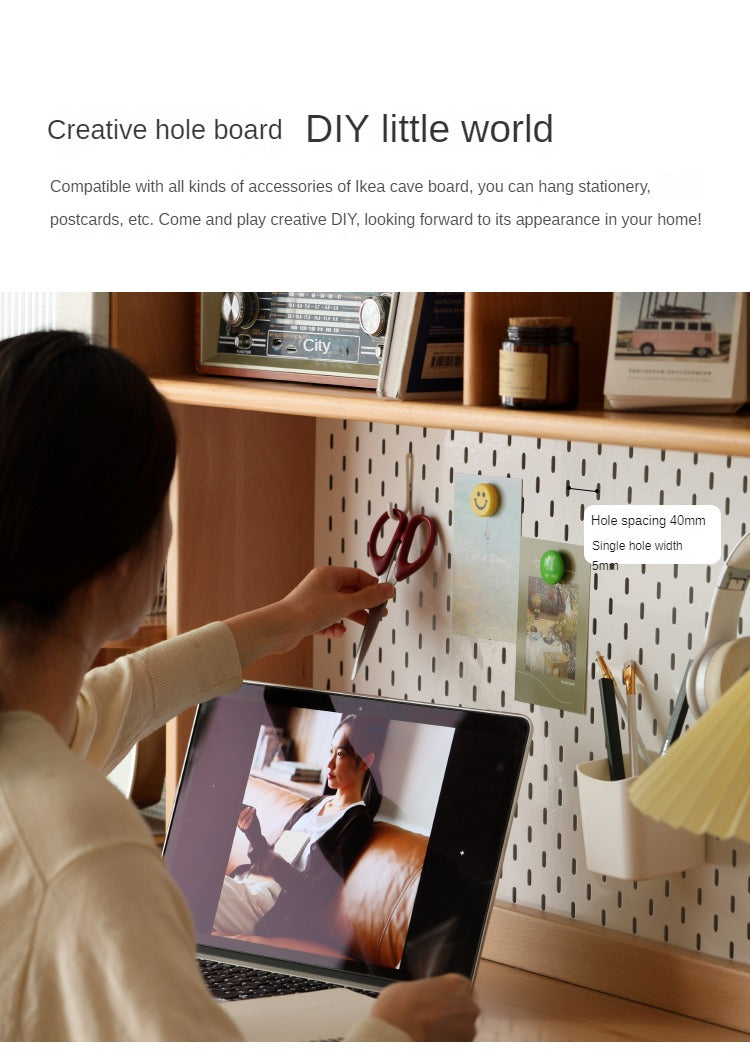 Beech Solid Wood Desk Bookshelf Integrated Study