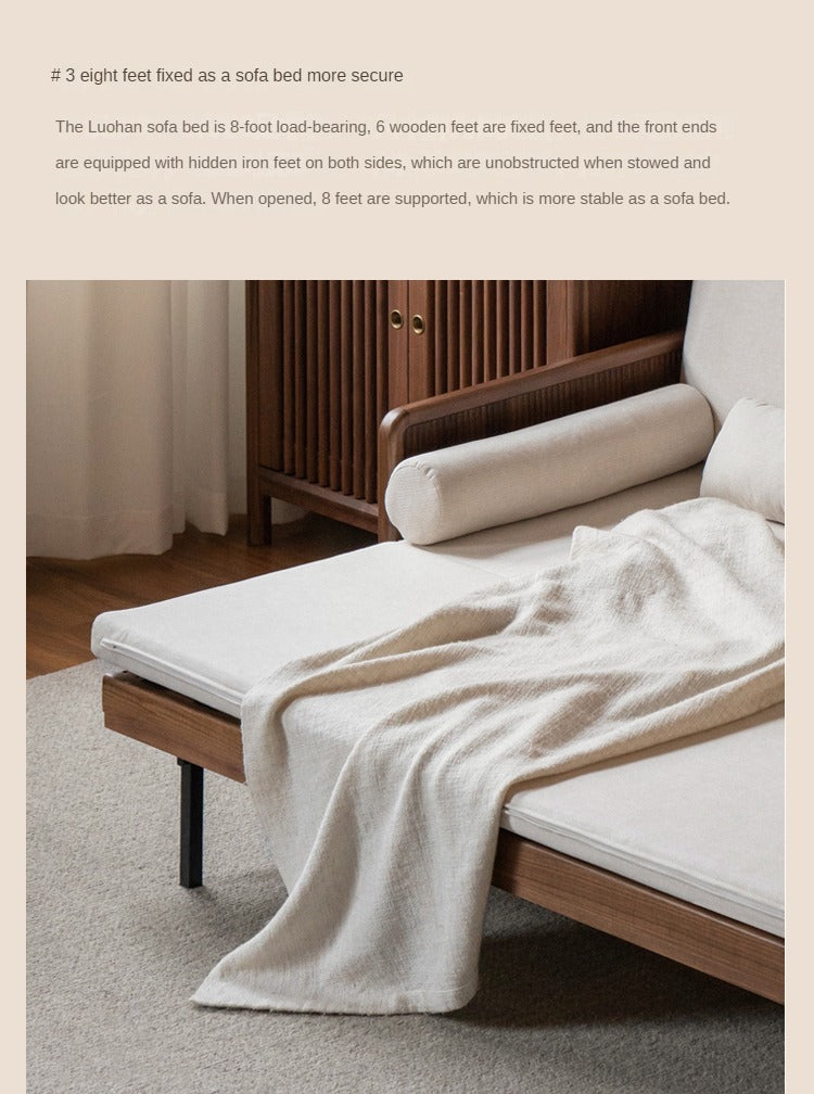 Black Walnut, Oak Solid Wood Foldable Sofa Bed.
