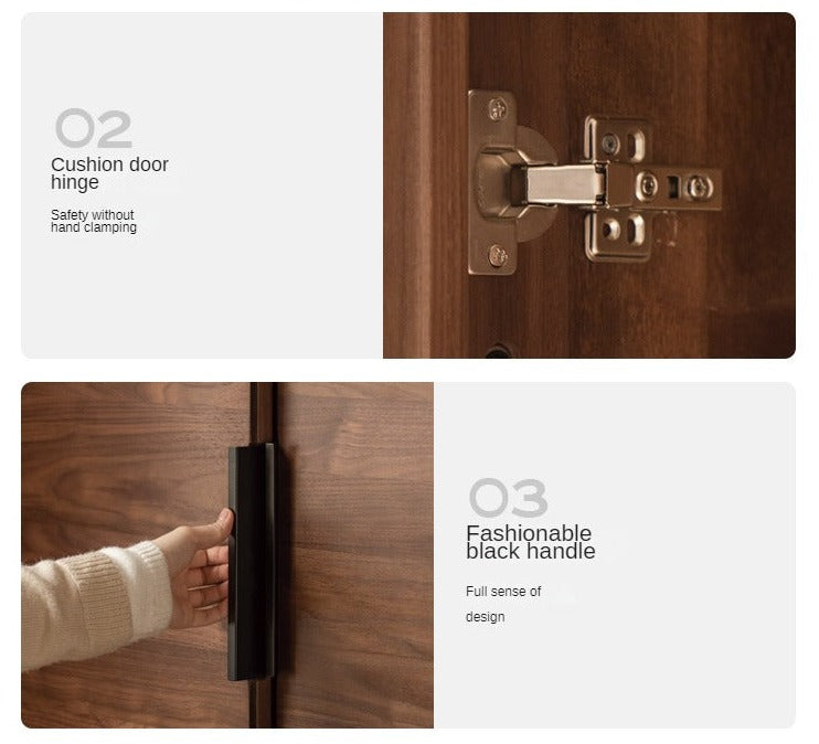 Black Walnut Solid Wood Wardrobe Combination.