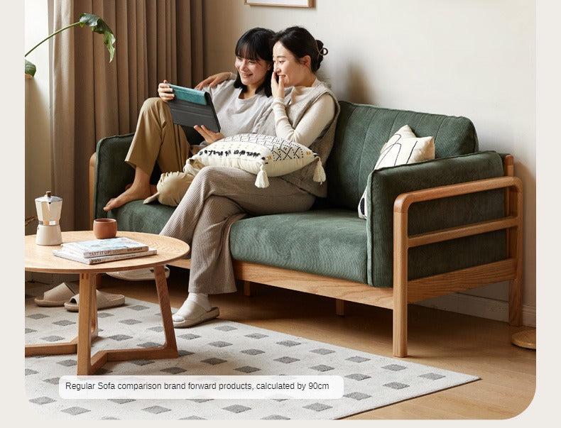 Oak, Beech Solid Wood Modern Simple Fabric Straight Sofa