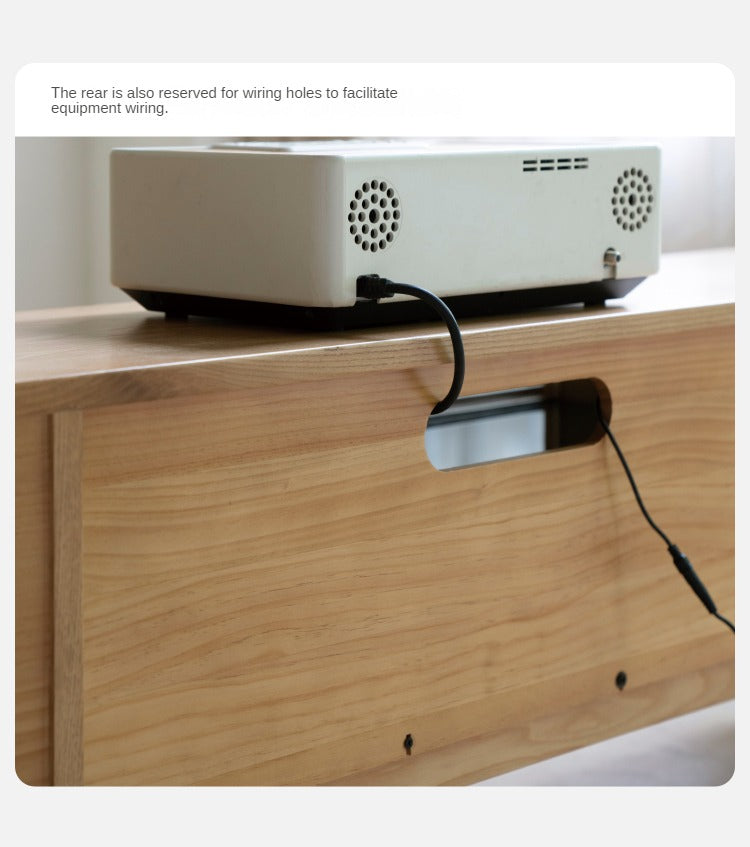 Ash Solid Wood Floor Modern Rock Board TV Cabinet.