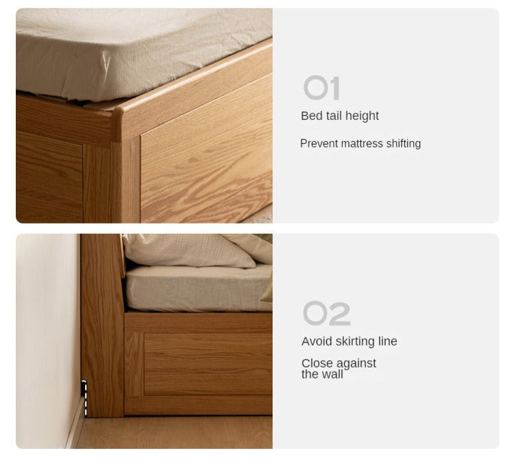 Oak Solid Wood Box Bed