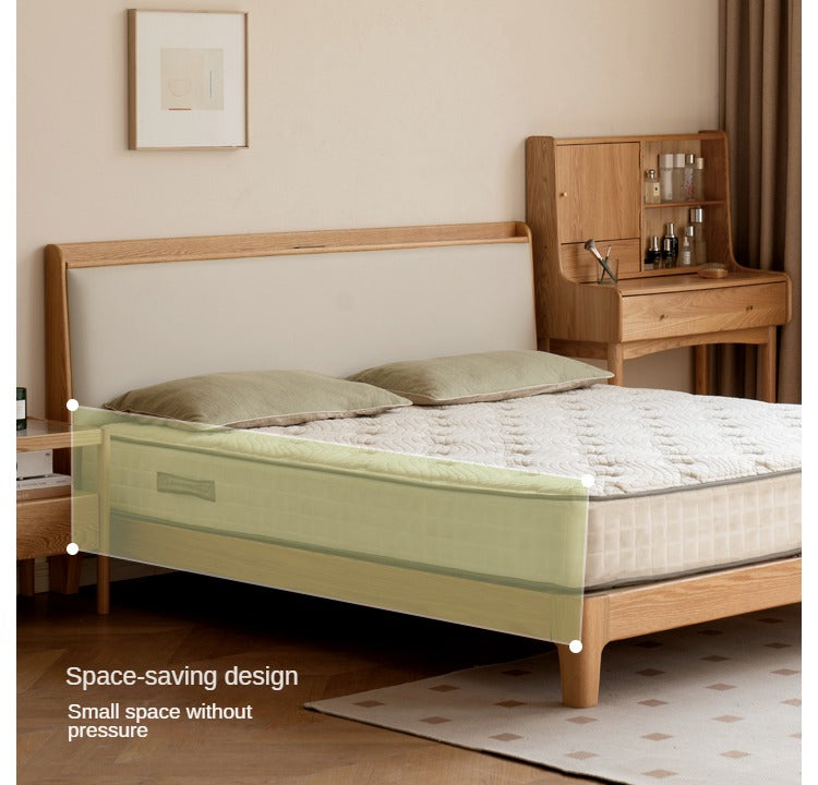 Oak Solid Wood Technology Cloth Modern and Simple Bed