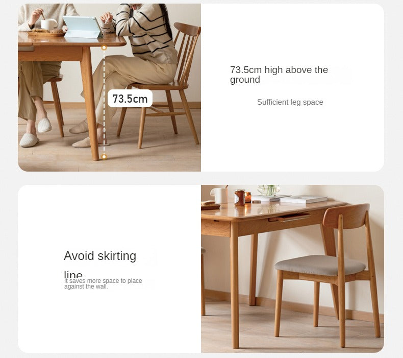 Cherry Wood Retractable Dining Table Antique Style