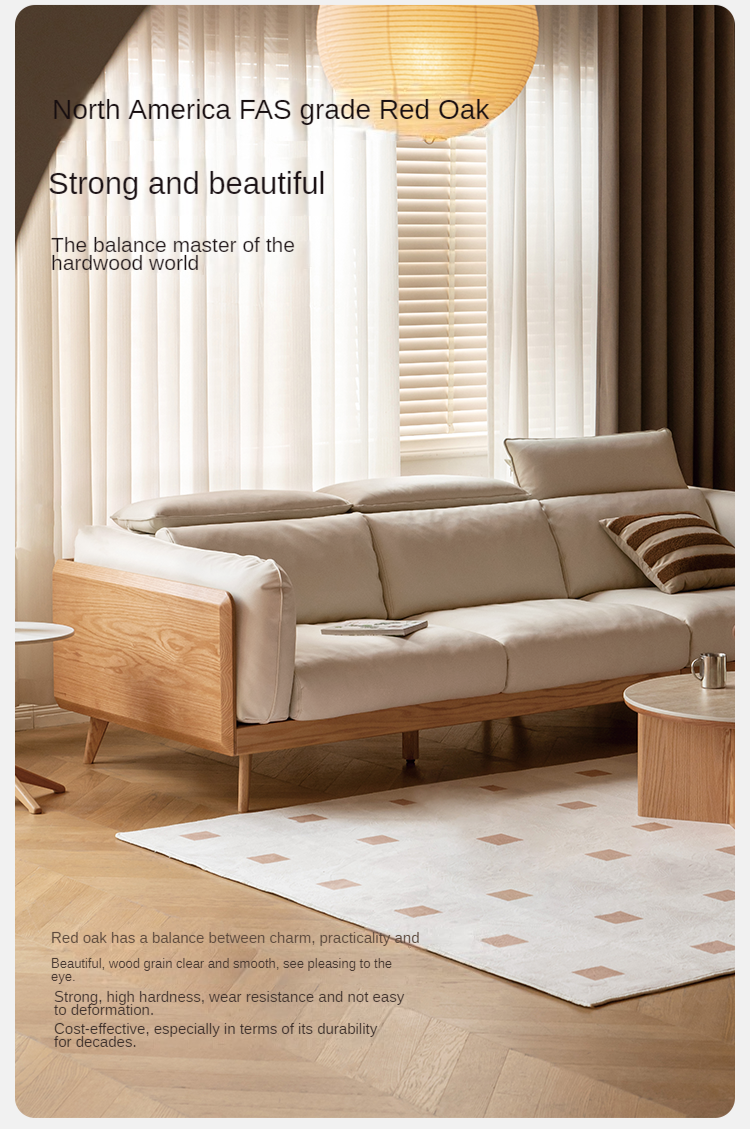 Oak, Ash Solid Wood High-Back Adjustable leather, fabric Sofa