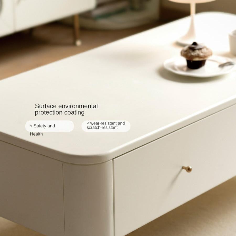 Poplar Solid Wood Modern White Storage Coffee Table