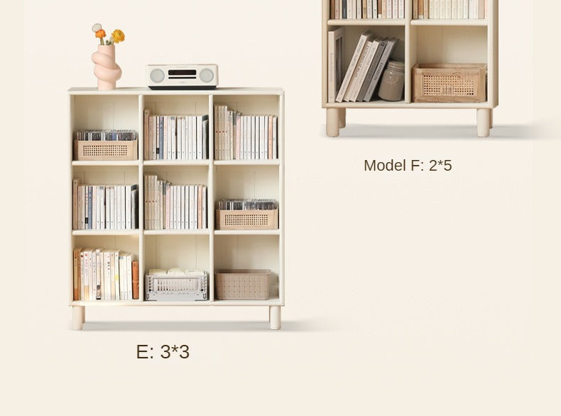 Poplar Solid Wood Bookcase Free Combination Cream Style