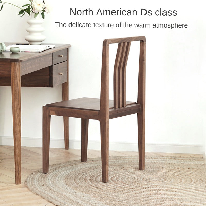 Black Walnut Solid Wood Dining Chair with Backrest 4pcs
