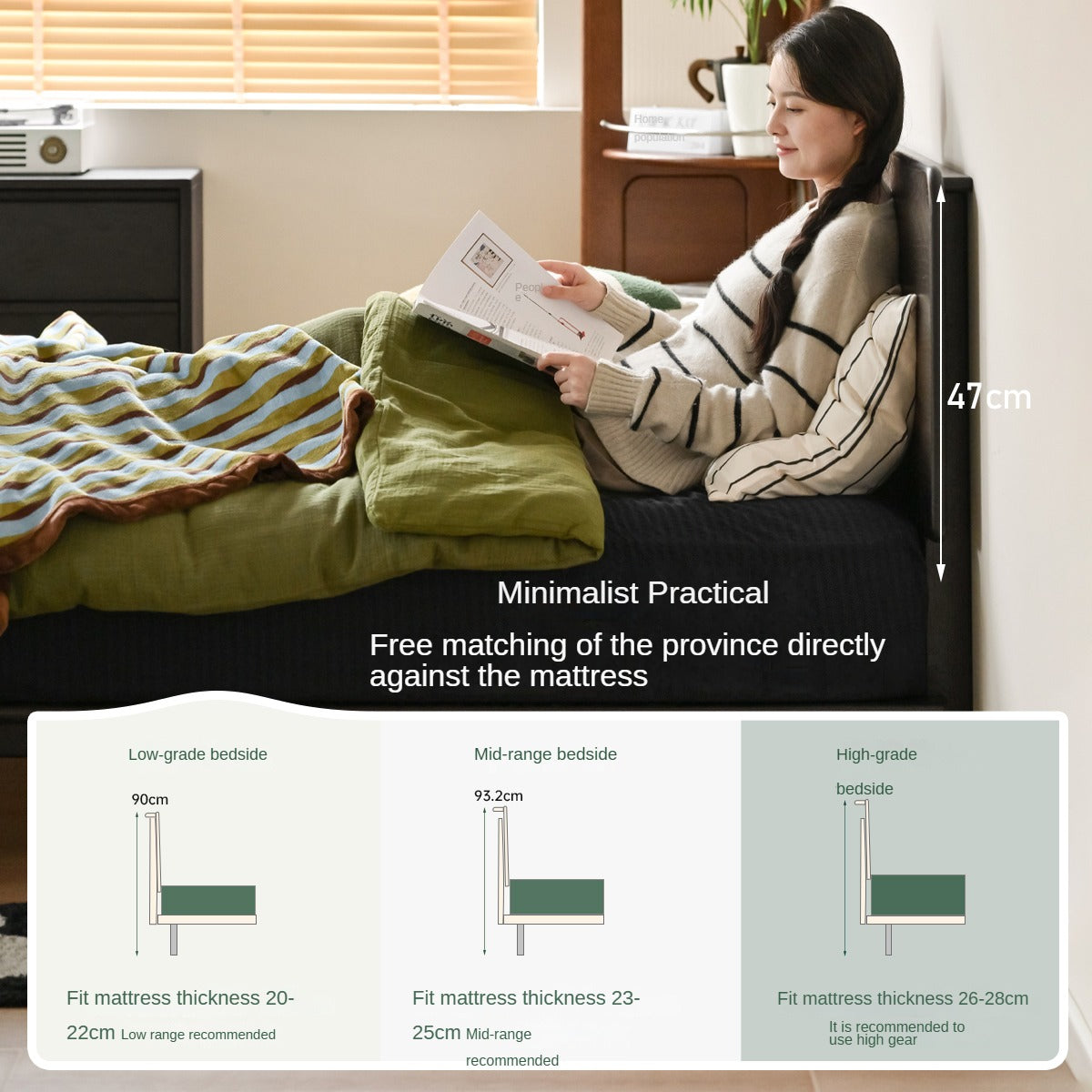 Ash, Oak Solid Wood Bed Vintage Bauhaus Style