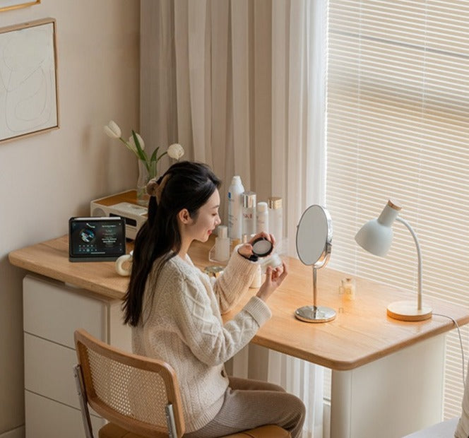 Oak Solid Wood Desk With Lower Cabinet