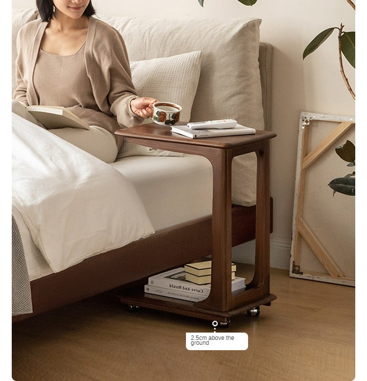 Black Walnut Solid Wood Mobile Side Table