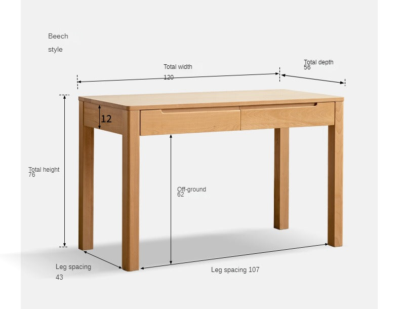 Oak, Beech Solid Wood Office Desk
