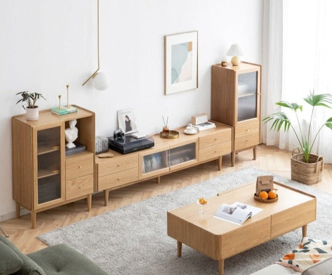 Ash Solid Wood Narrow Side Cabinet.