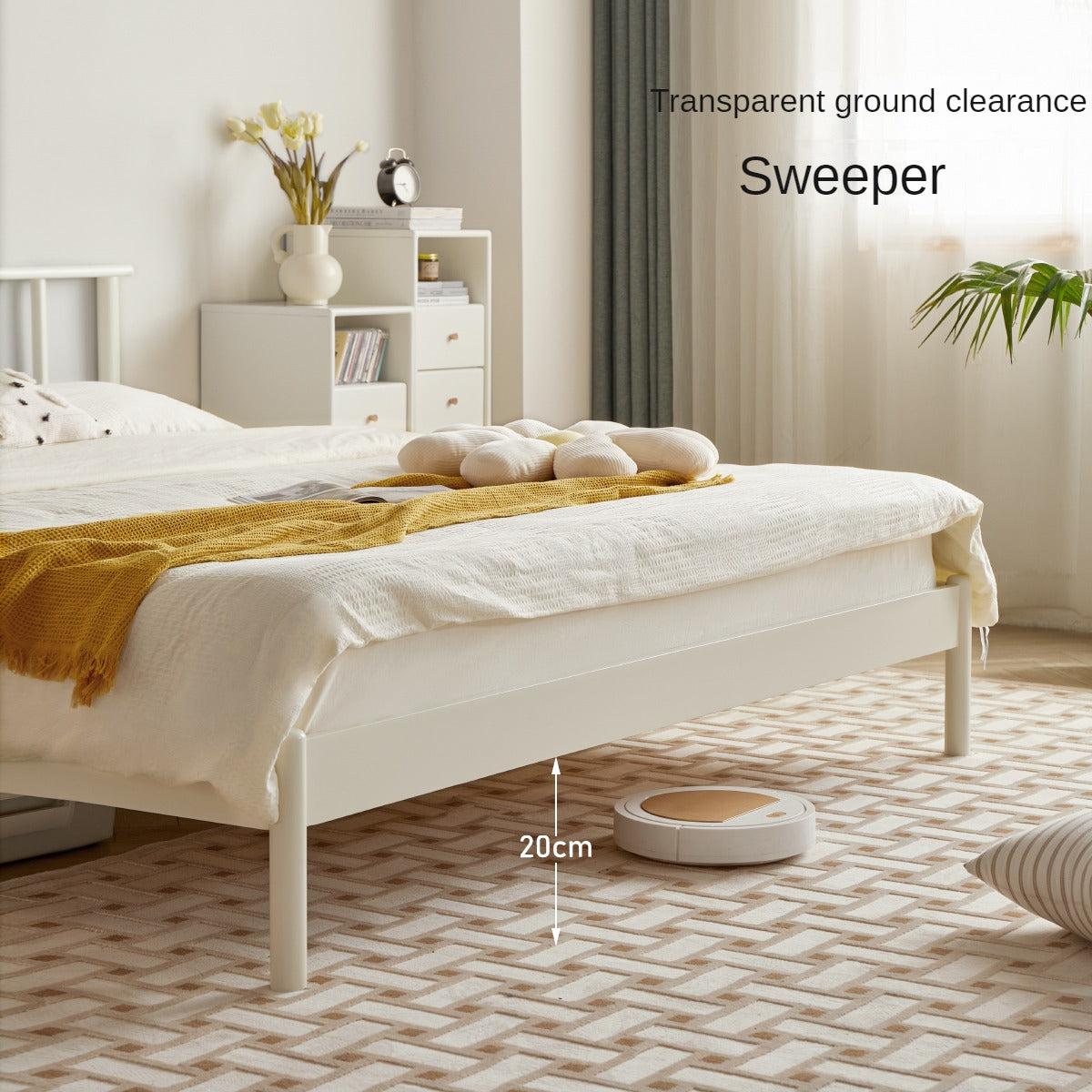 Pine Solid Wood Bed Nordic Light Luxury White Bed