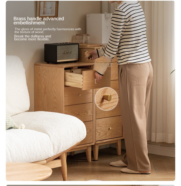 Oak, Beech Solid Wood Chest of Drawers, Multi-Functional Storage Cabinet Combination
