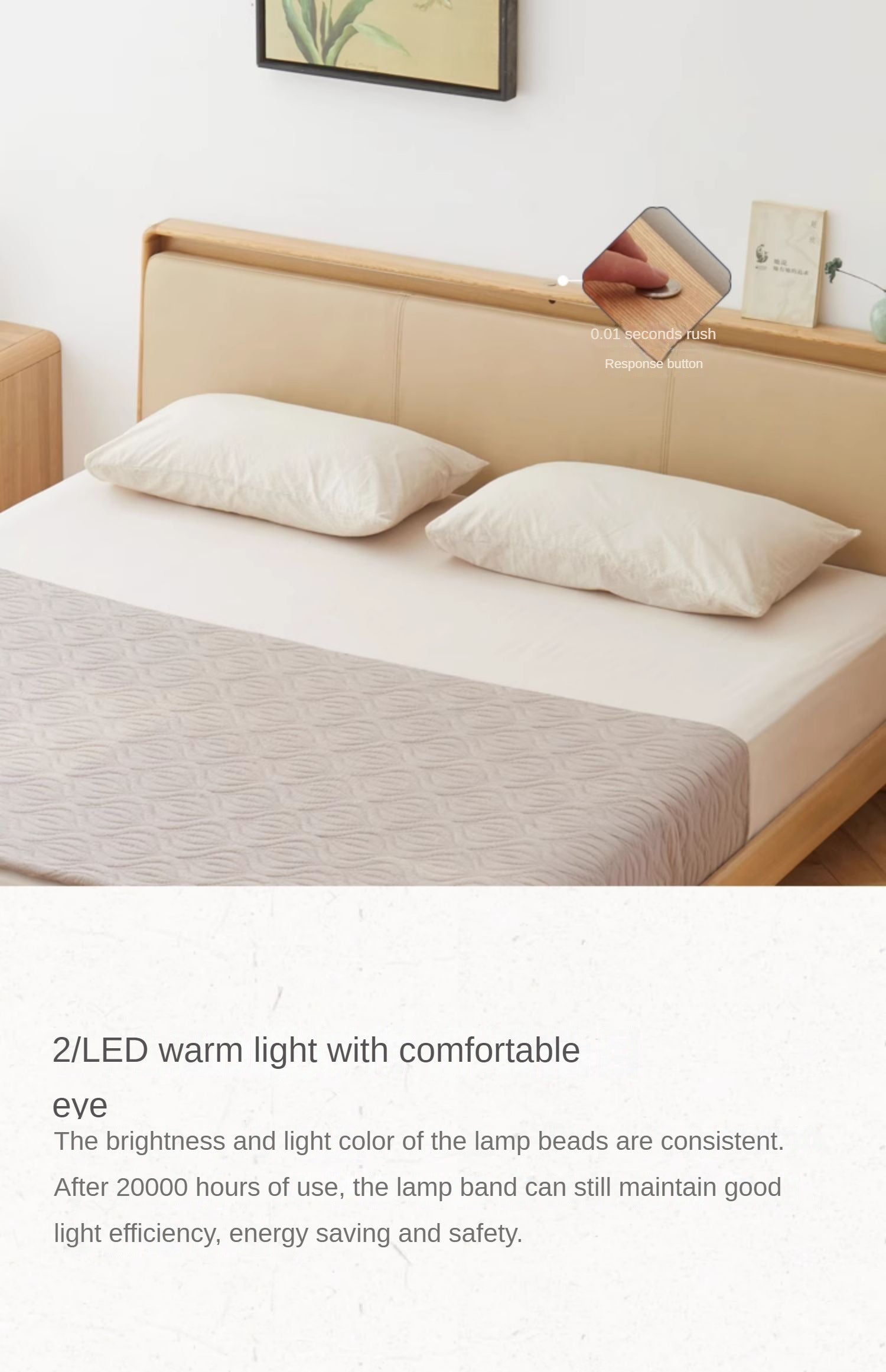 Ash Solid Wood Soft Back Bed Nordic Modern