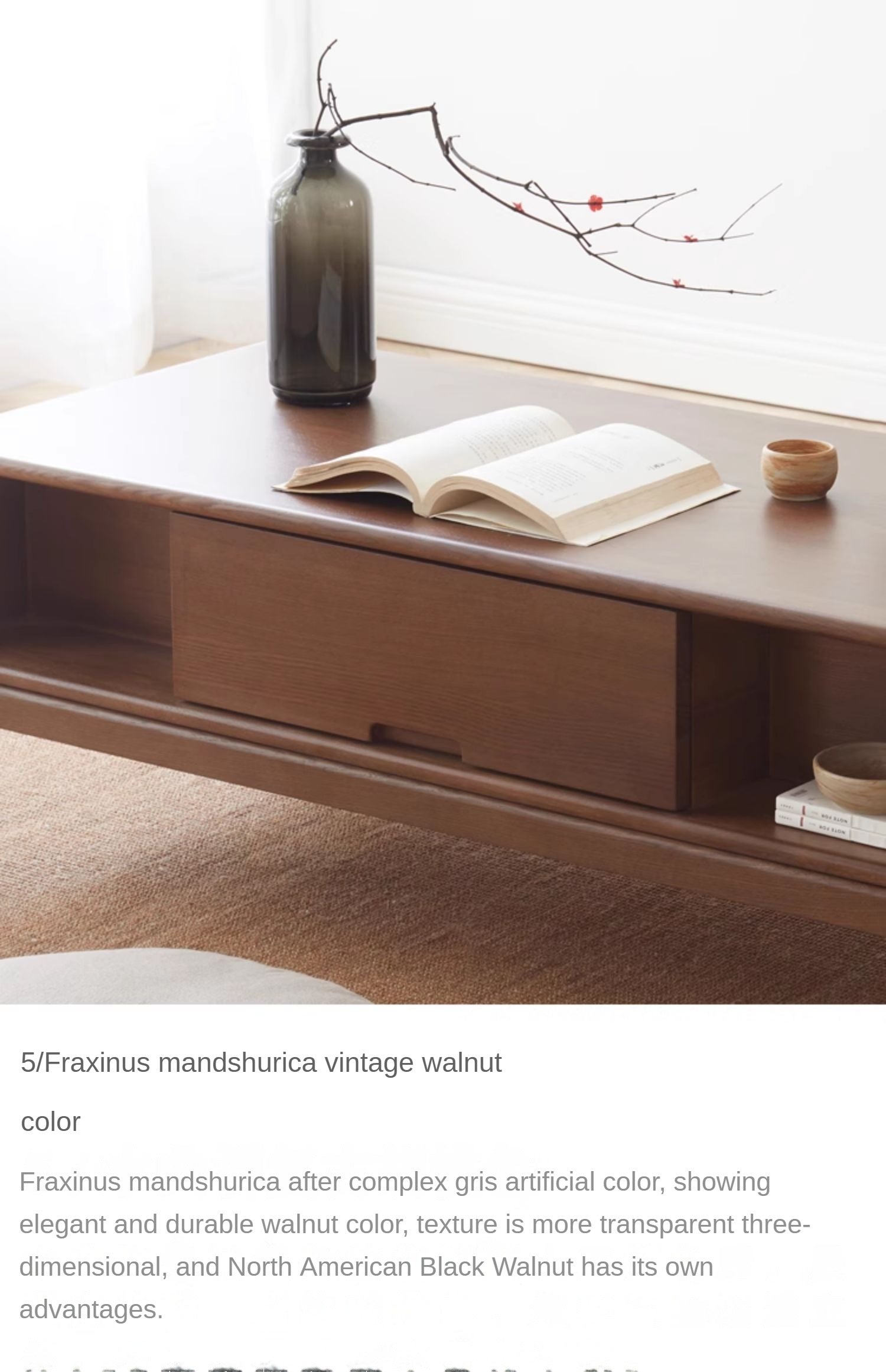 Black Walnut, Ash Solid Wood Modern Coffee Table