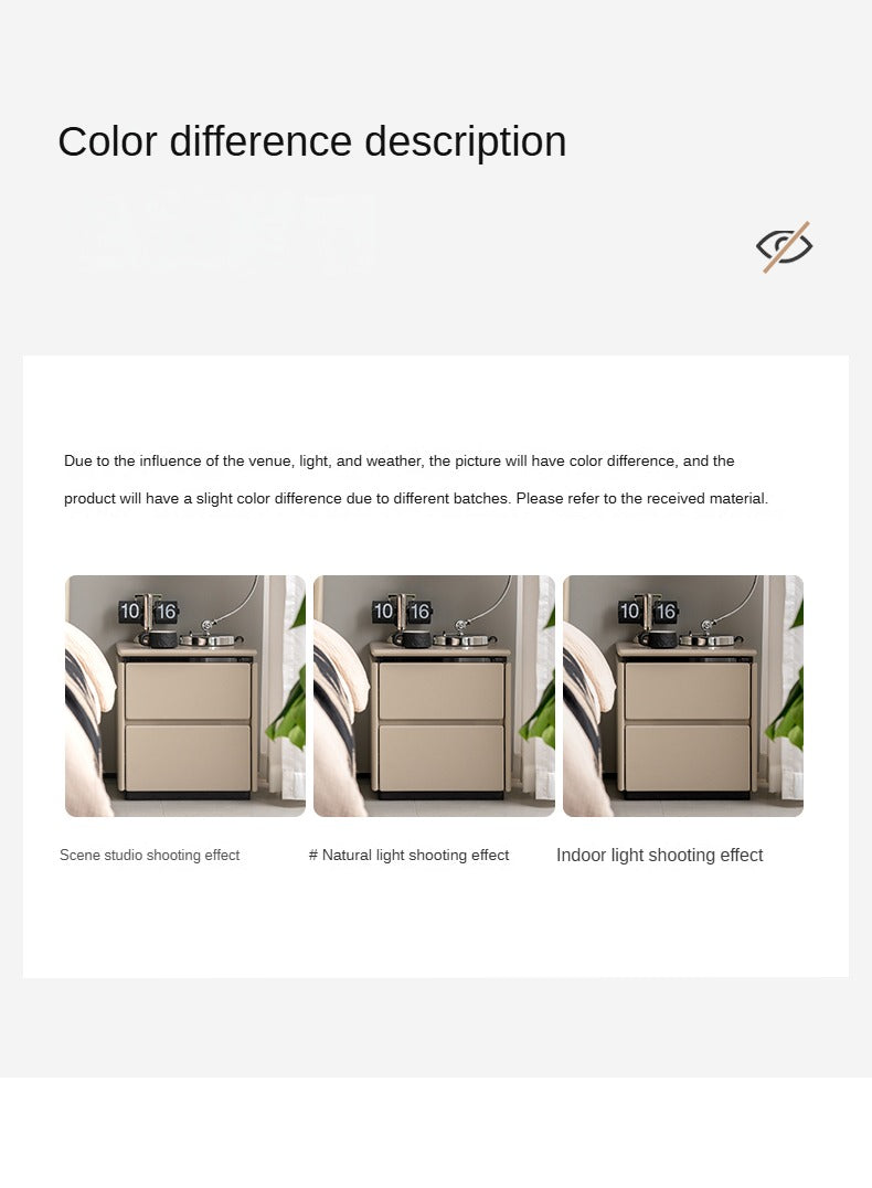 Poplar Solid Wood Gray Light Luxury Nightstand.