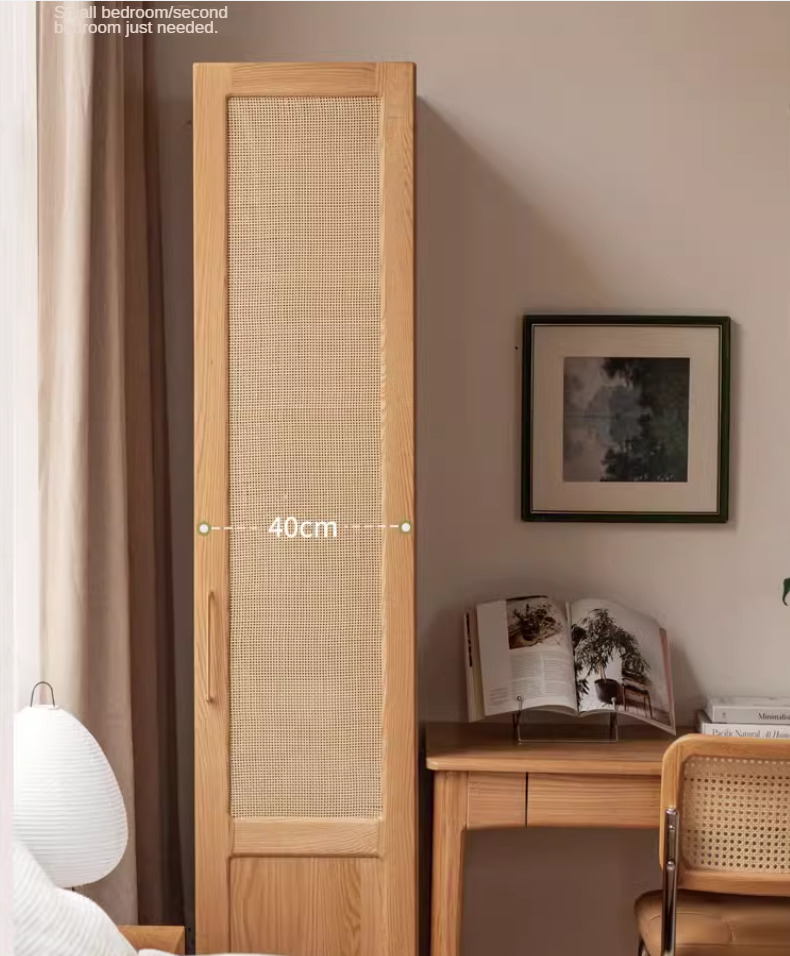 Oak Solid Wood Free Combination Wardrobe Rattan Door.