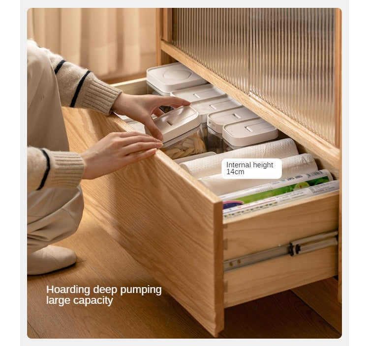 Oak Solid Wood Island + Table Integrated Retractable Rock Board