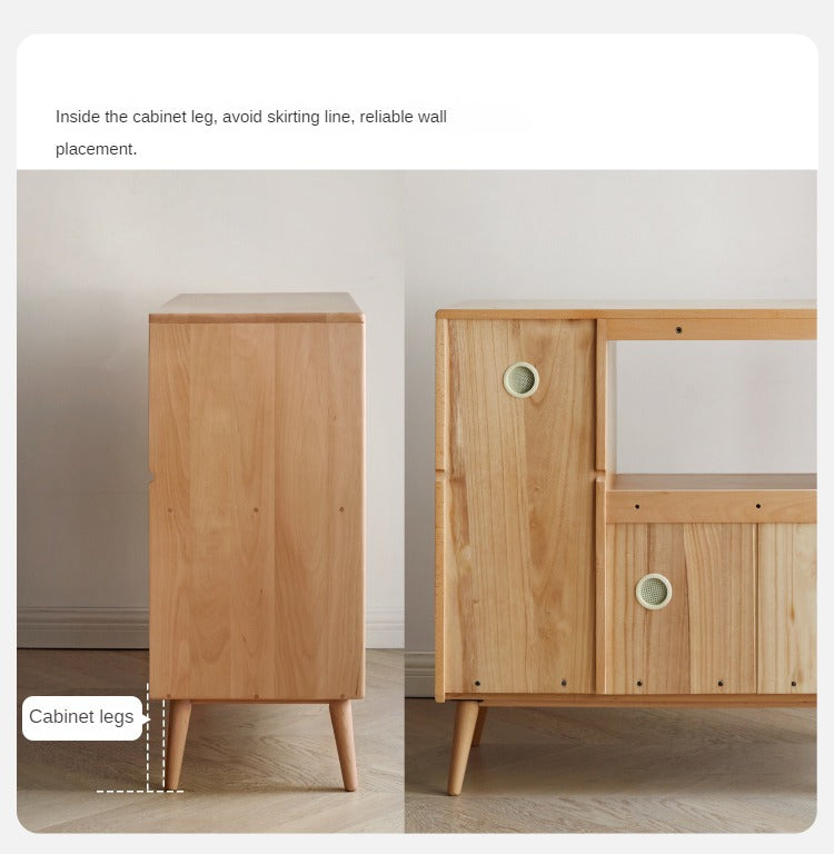 Beech Solid Wood Meal White Storage Cabinet