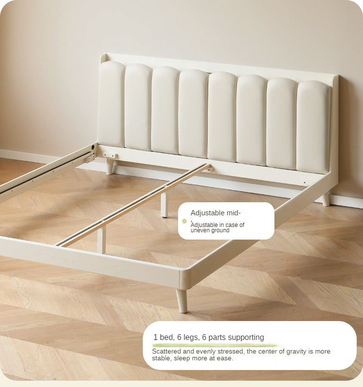 Oak Solid Wood Piano Key Bed Cream Style