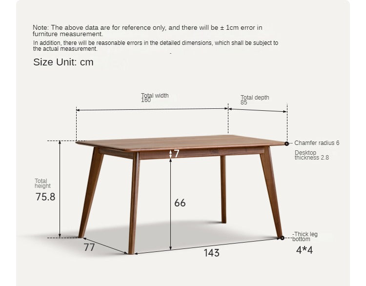 Sandalwood, Black Walnut Solid Wood North American Dining Table