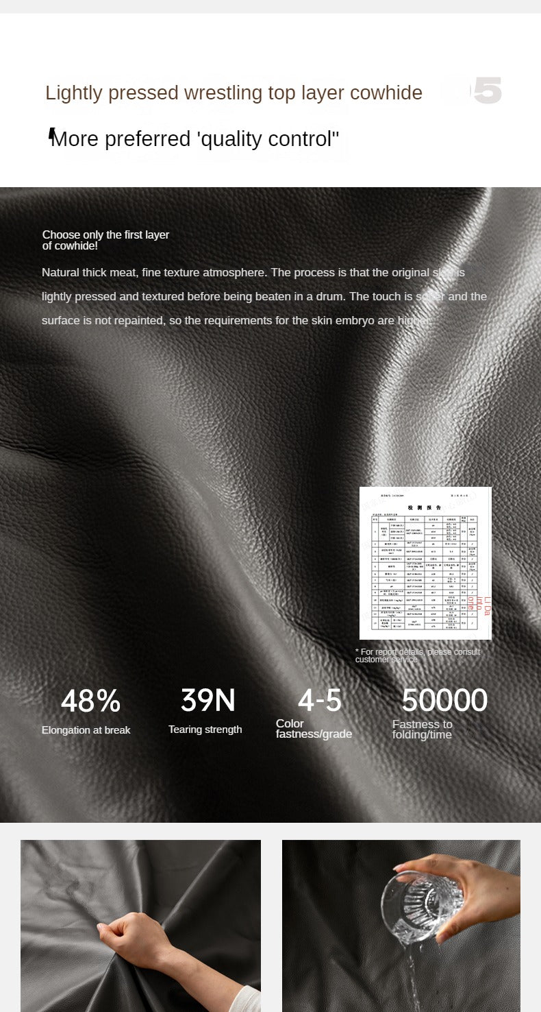 Leather Sofa First Layer Yellow Cowhide Tofu Block Leather Sofa.