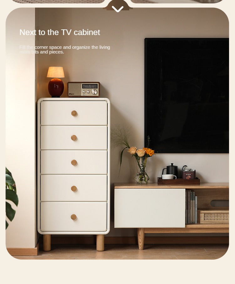 Solid Rubberwood Cream Style Chest of Drawers
