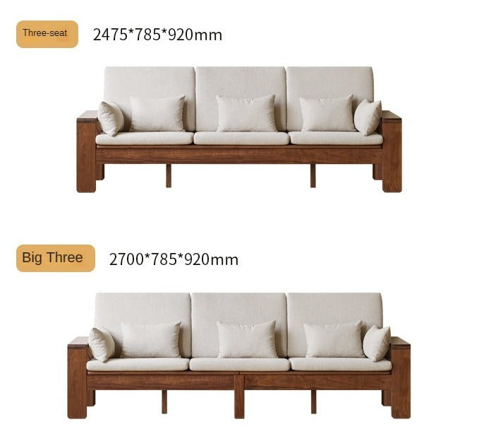 Black Walnut, Solid Sandalwood Fabric Sofa Nordic Dual-purpose Sofa-