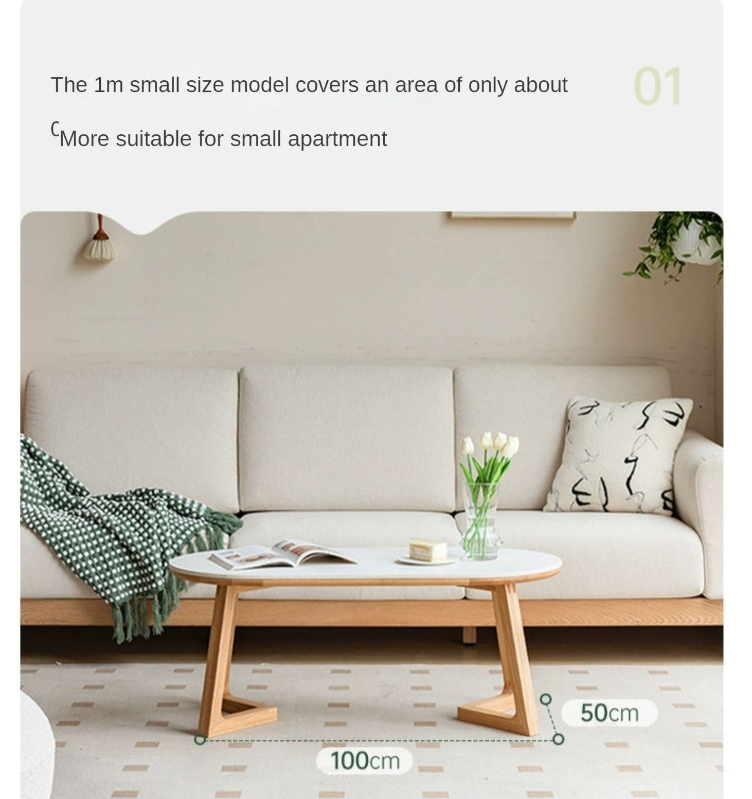 Oak Solid Wood Coffee Table Modern Slate
