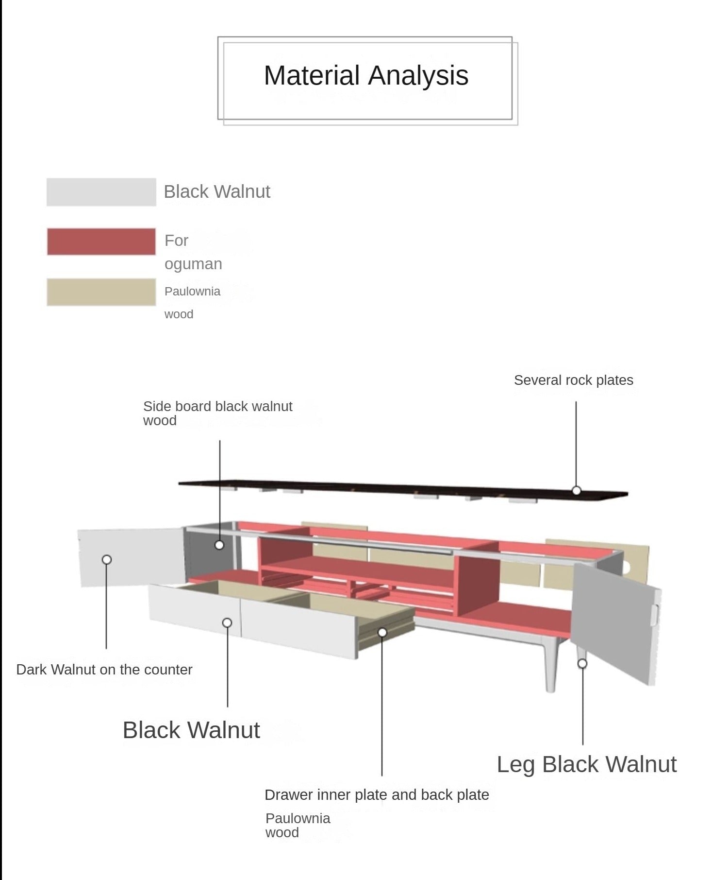 Black Walnut Solid Wood Slate TV Stand.