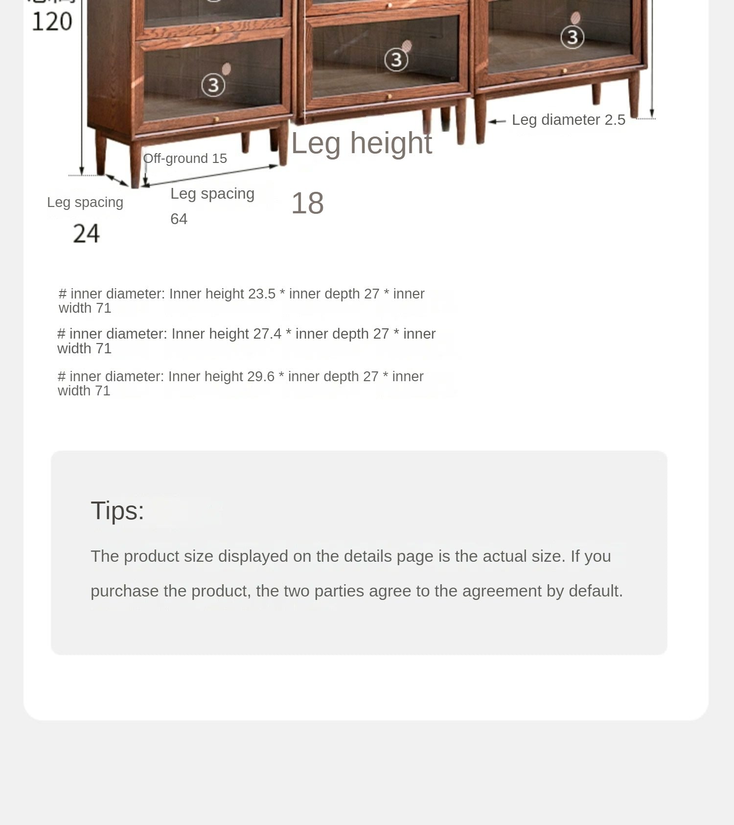Glass door Bookcase, Side Cabinet Black Walnut, Oak solid wood"
