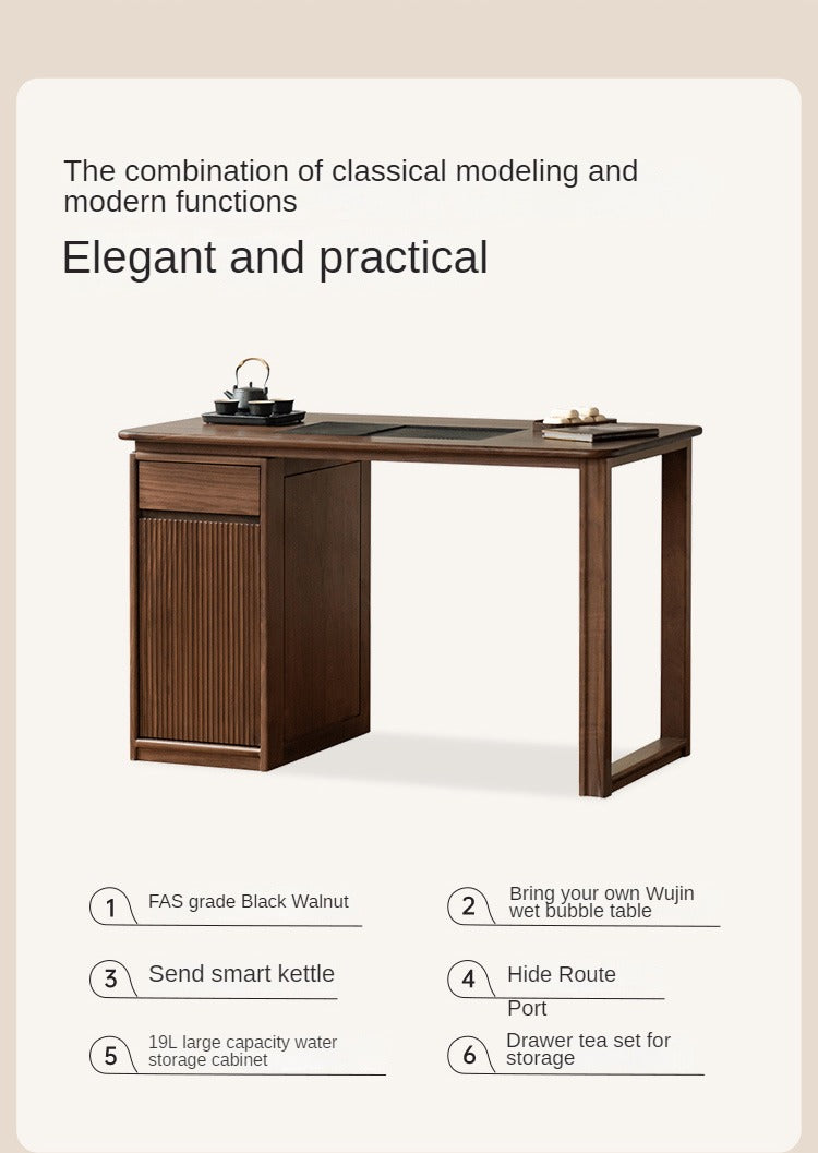Black Walnut, Oak Solid Wood Large Plate Tea Table.
