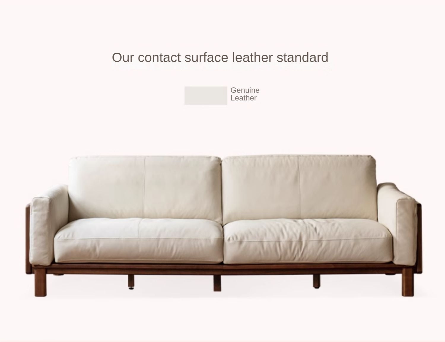 Black Walnut, Ash Solid Wood Leather High Back Sofa,