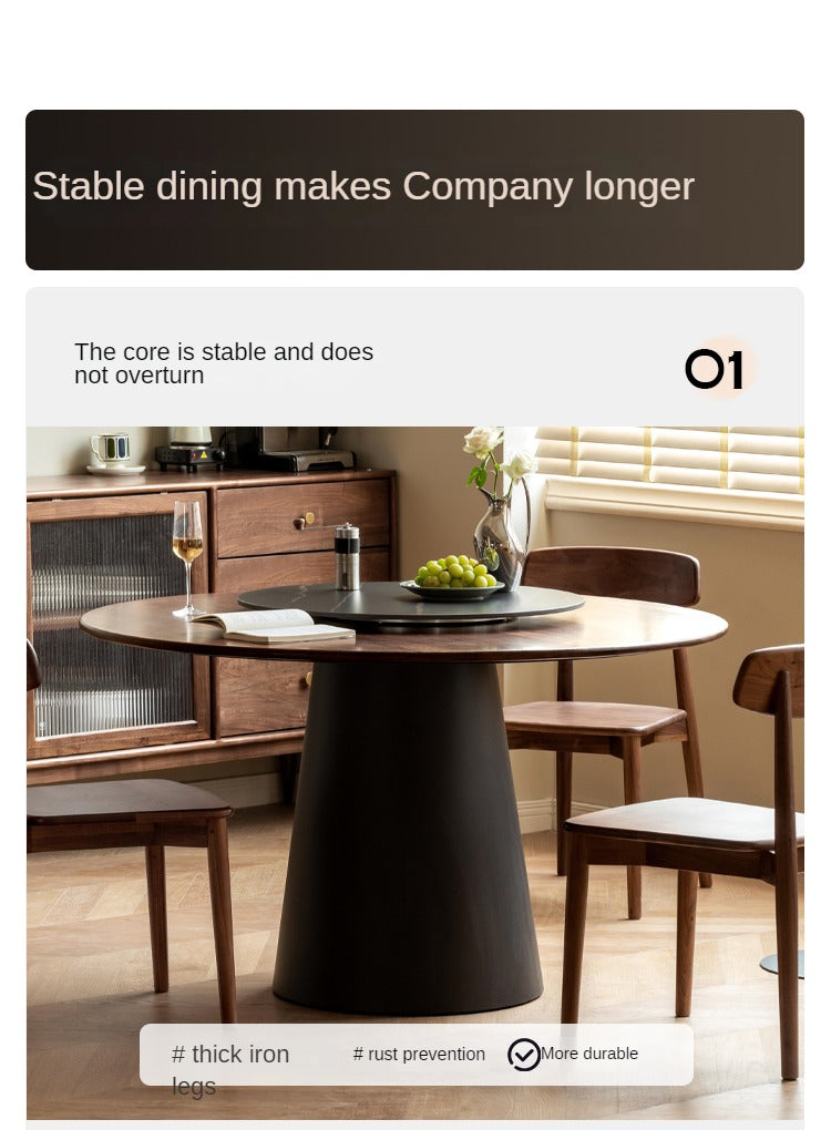 Black Walnut, Oak Solid Wood, Sandalwood Rock Slab Round Dining Table
