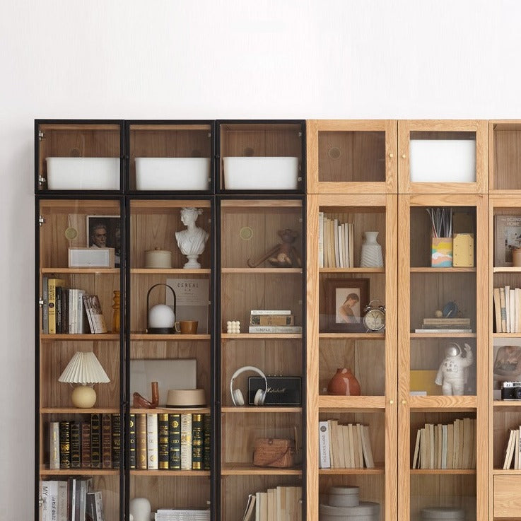 Oak, Cherry, Black Walnut Solid Wood Top Cabinet Combination Bookcase