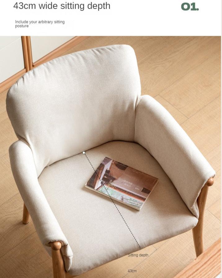 Oak Solid Wood Book Chair Simple Study Soft Back