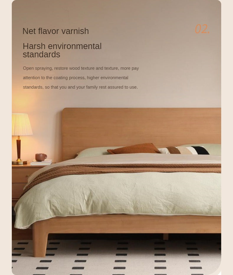 Poplar Solid Wood Modern Large headboard Bed