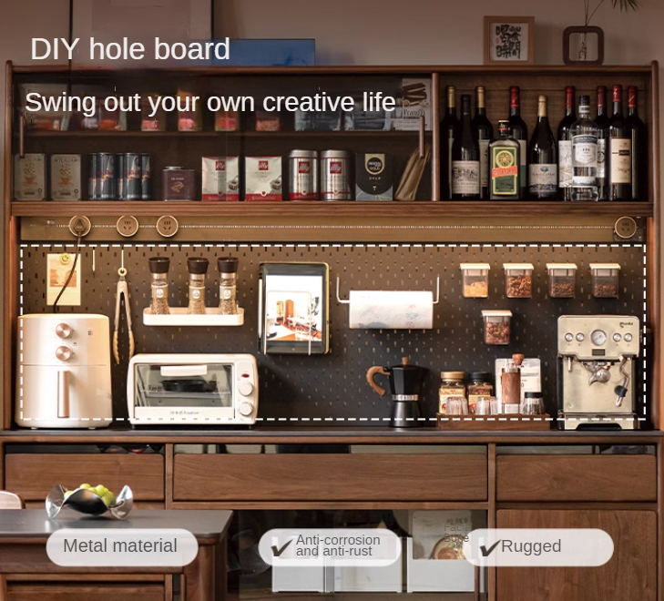 Black Walnut, Sandalwood Solid Wood Light Luxury Rock Plate Sideboard