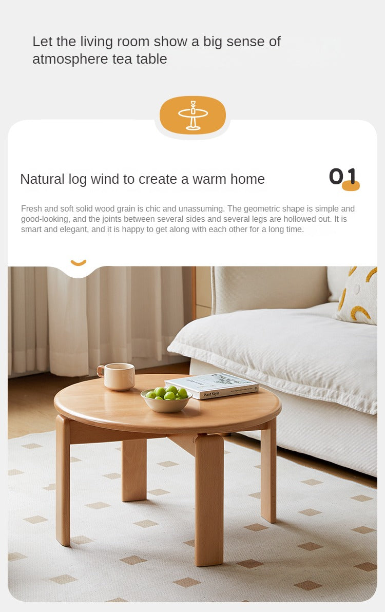 Beech Solid Wood Modern European Round Coffee Table