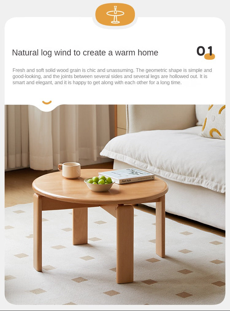 Beech Solid Wood Modern European Round Coffee Table