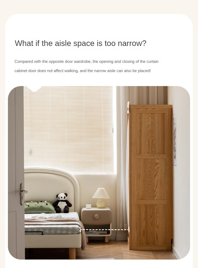 Oak Solid Wood, Solid Rubberwood Kids's Simple Wardrobe