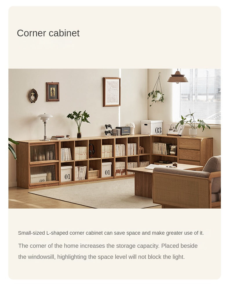 Ash Solid Wood Bookcase Simple Floor Bookshelf