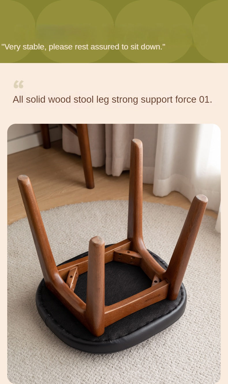 Oak, Cherry Solid Wood Makeup Soft Stool.