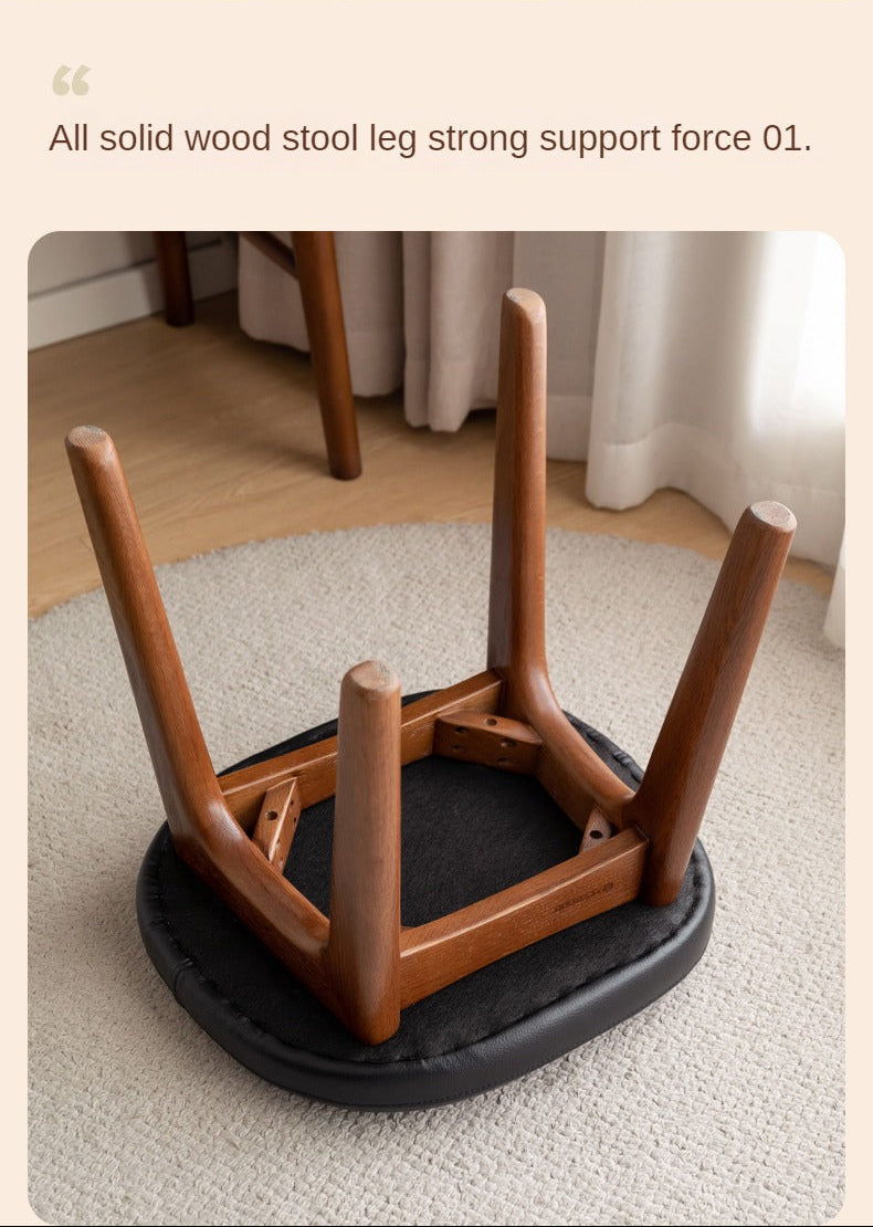 Oak, Cherry Solid Wood Makeup Soft Stool.