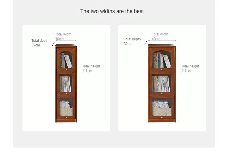 Poplar Solid Wood French Retro Glass Flip Door Bookcase