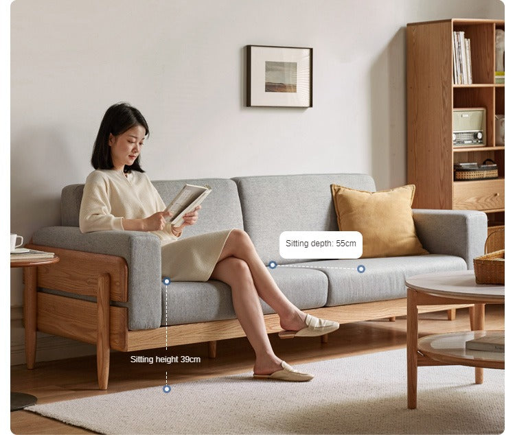 Ash Solid Wood Fabric Sofa.