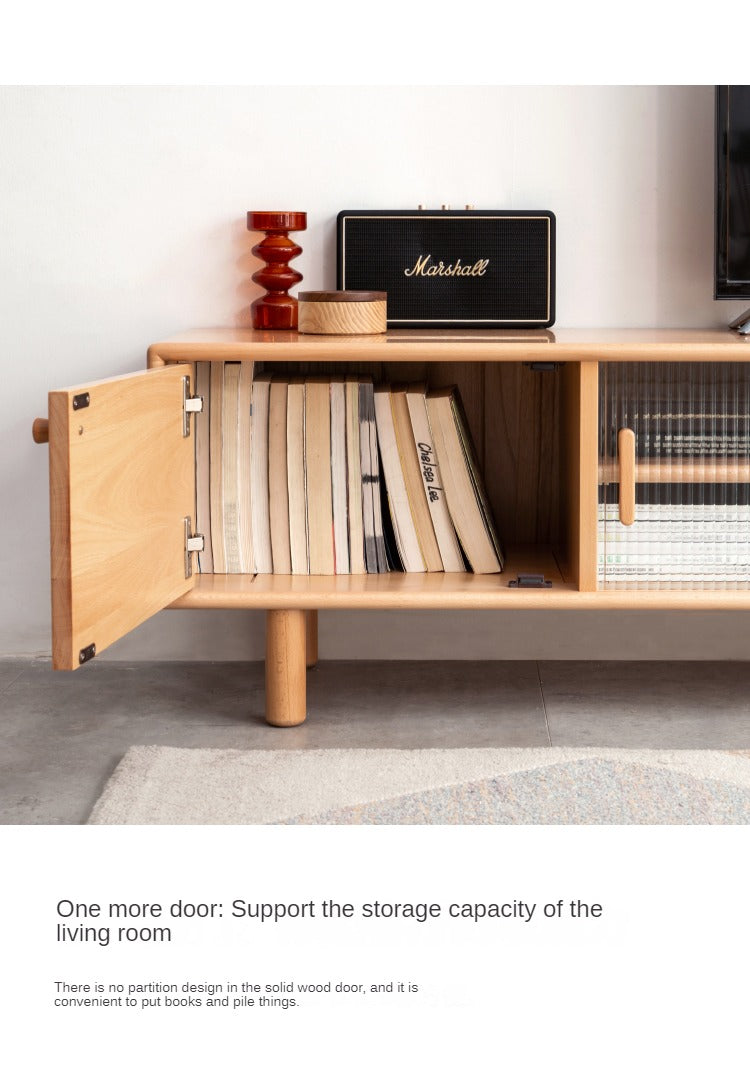 Beech Solid Wood Floor TV Cabinet.