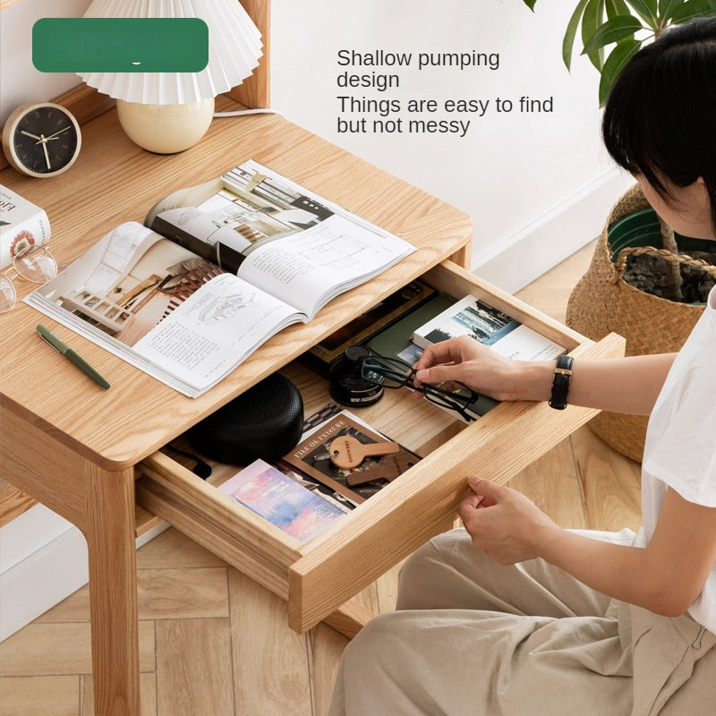 Oak solid wood desk bookshelf"